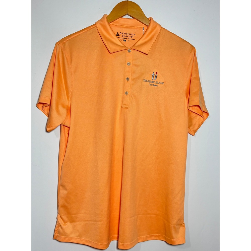 Bermuda Sands Polo Shirt Men XL Orange Treasure Island Las Vegas Wick UPF50+
